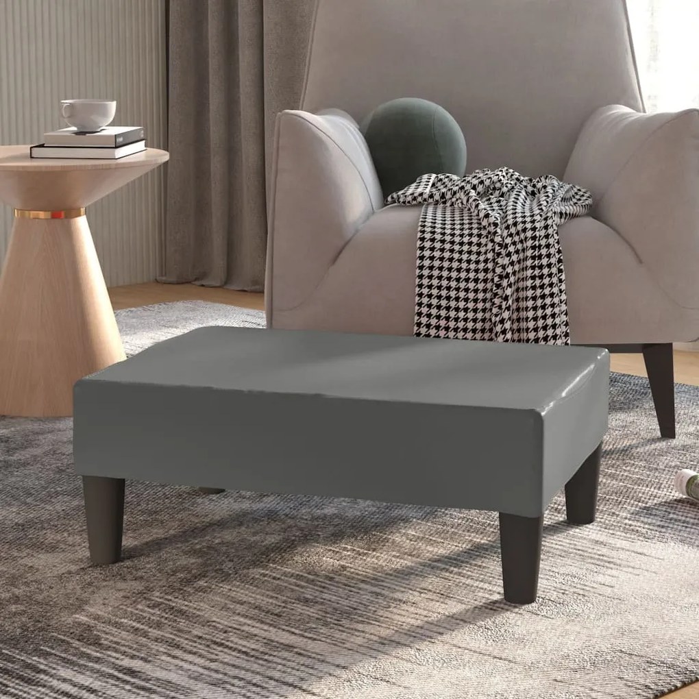 vidaXL Apoio de pés 78x56x32 couro artificial cinzento