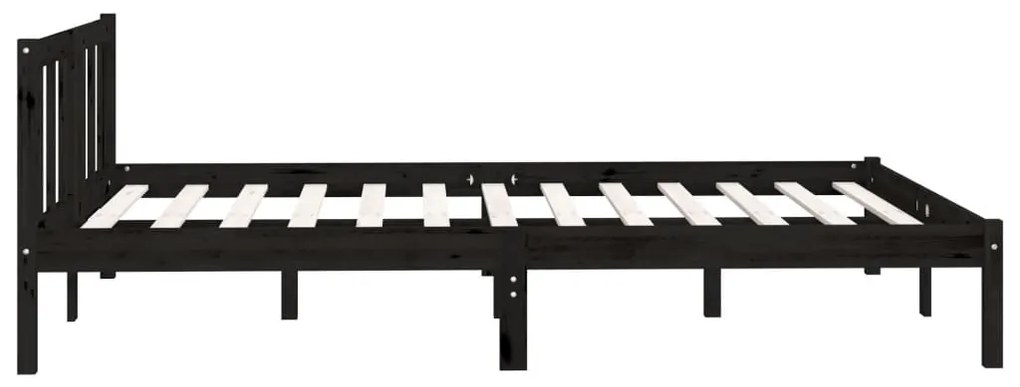 Estrutura de cama 140x190 cm pinho maciço preto