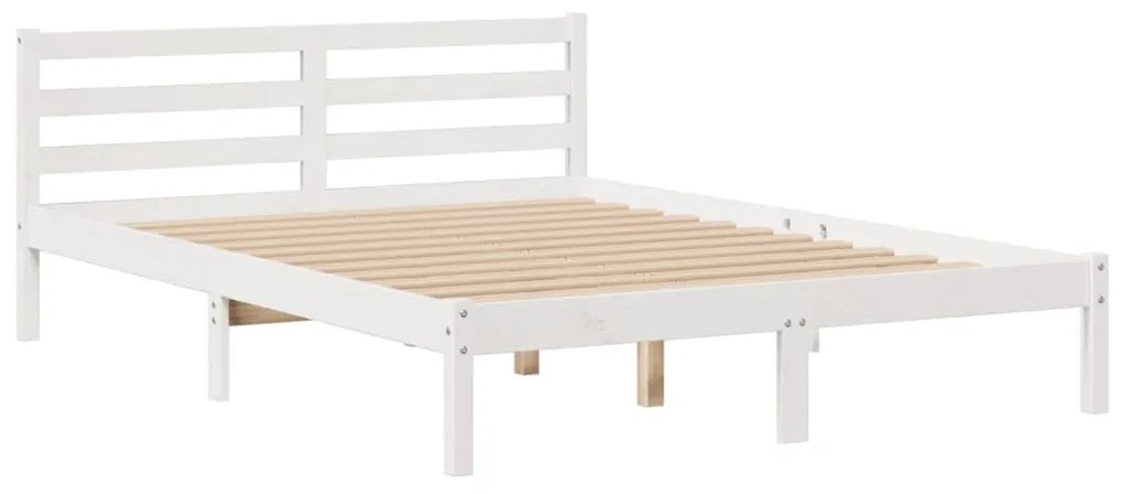 Cama com estante sem colchão 150x200 cm pinho maciço branco