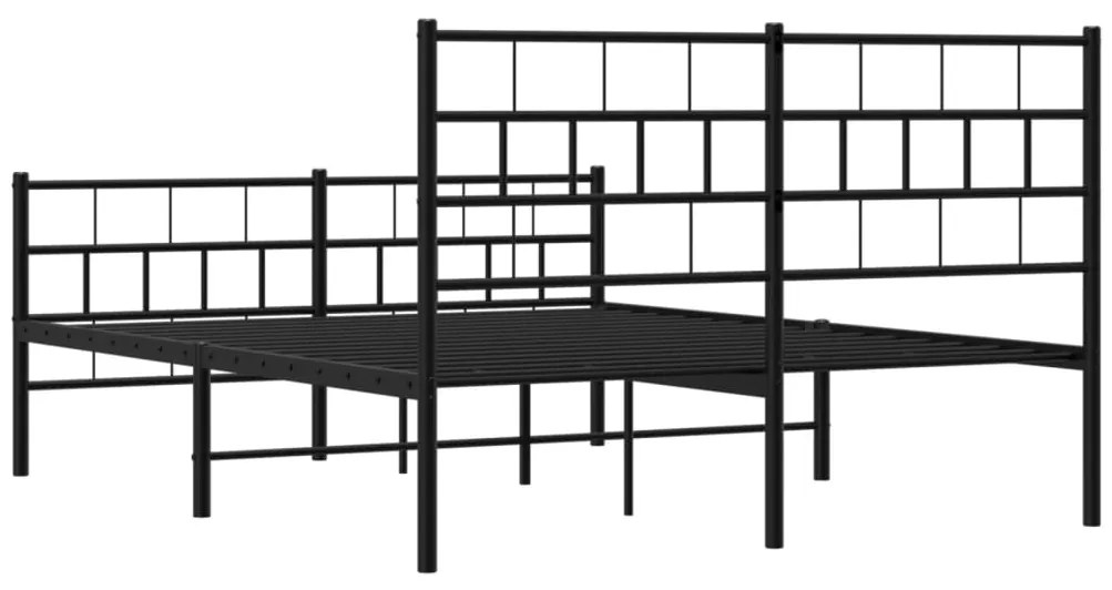 Estrutura de cama com cabeceira e pés 140x190 cm metal preto