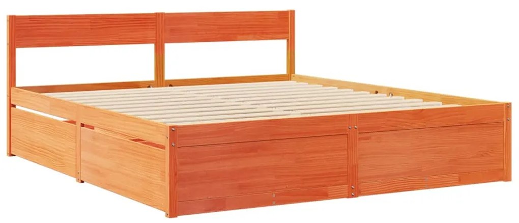 Cama com gavetas e colchão 180x200 cm pinho maciço castanho-mel