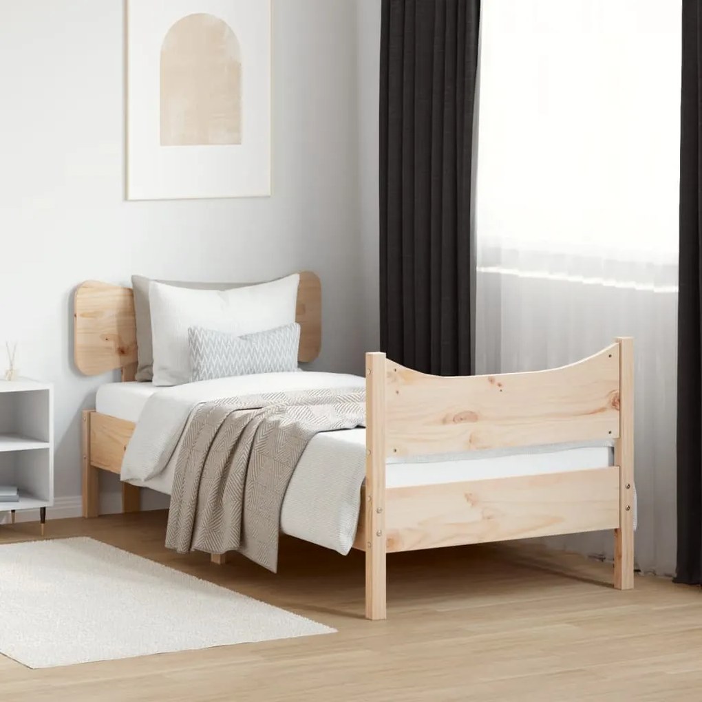 vidaXL Cama sem colchão 75x190 cm madeira de pinho maciça