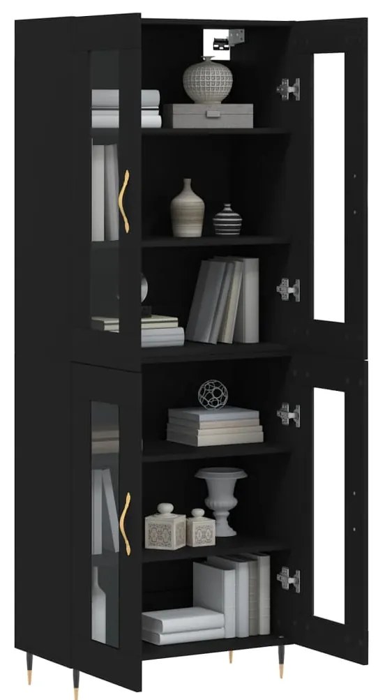 Armário alto 69,5x34x180 cm derivados de madeira preto