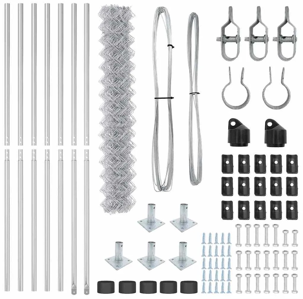 Conjunto de Postes de Cerca Prateado 10 x 1.6 m Aço galvanizado