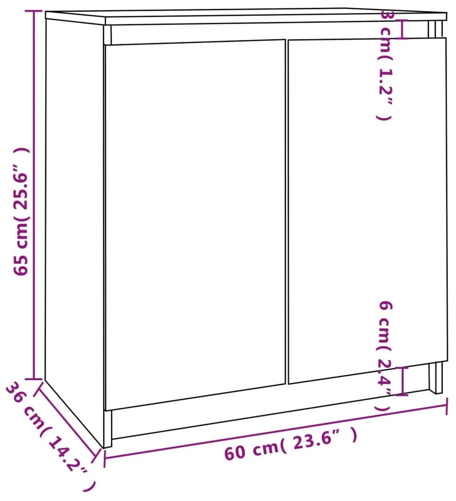 Armário de apoio 60x36x65 cm pinho maciço branco