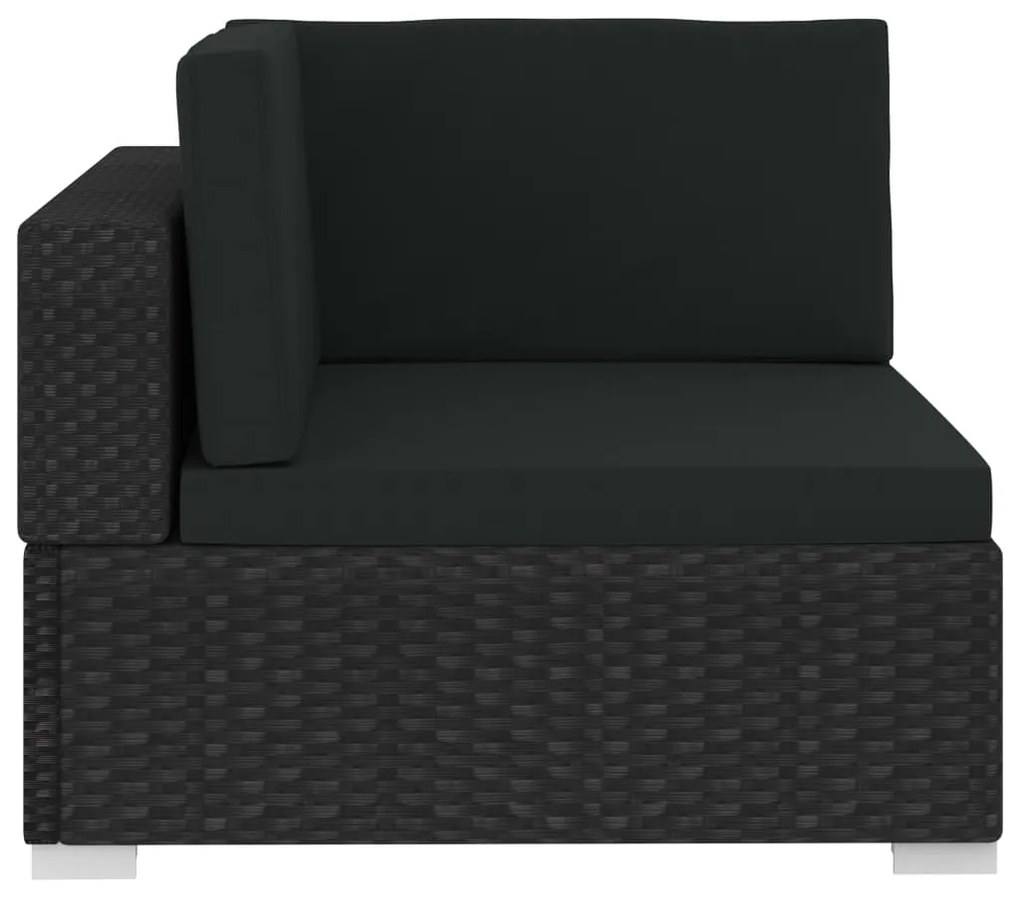 Conjunto sofás de jardim c/ almofadões 4 pcs vime PE preto