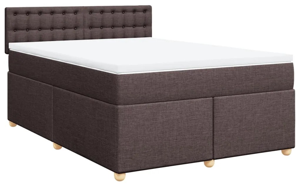 Cama com molas/colchão 160x200 cm tecido castanho-escuro