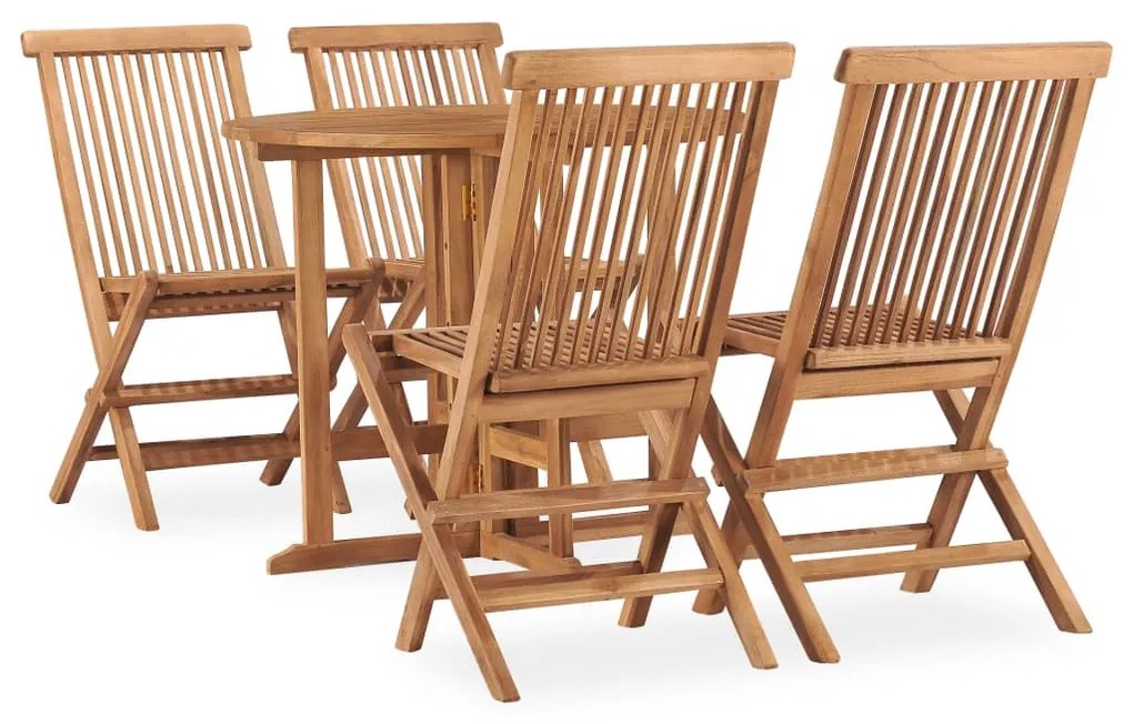 vidaXL 5 pcs conjunto jantar dobrável p/ exterior madeira teca maciça
