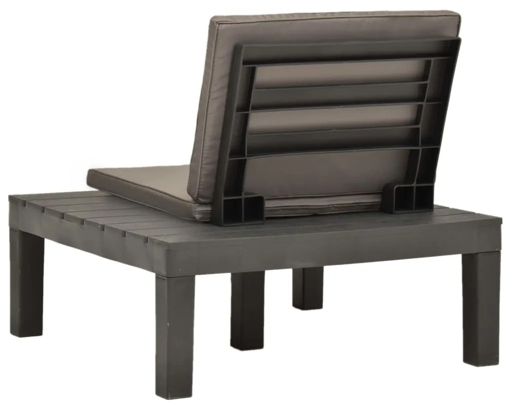 Cadeiras de jardim com almofadões 4 pcs plástico antracite