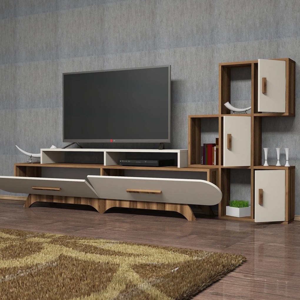 Unidade TV Flora – Nogueira e Creme – 205x50x36,8 cm