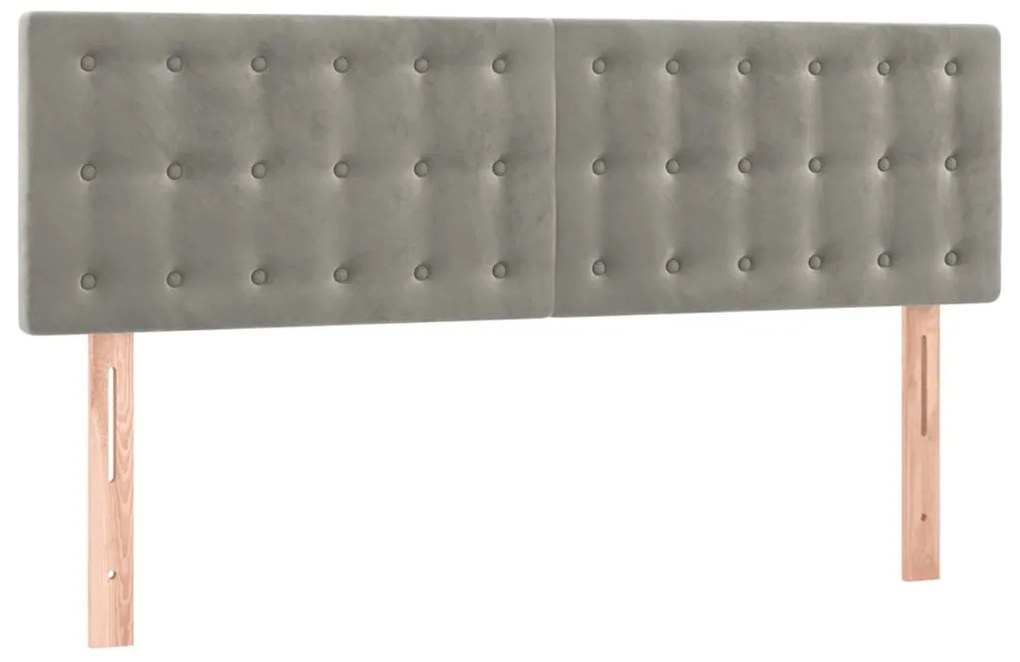 Cabeceira de cama c/luzes LED veludo 144x5x78/88 cm cinza-claro