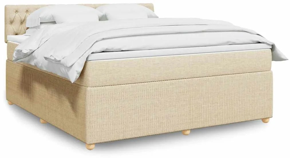vidaXL Cama com molas/colchão 180x200 cm tecido cor creme
