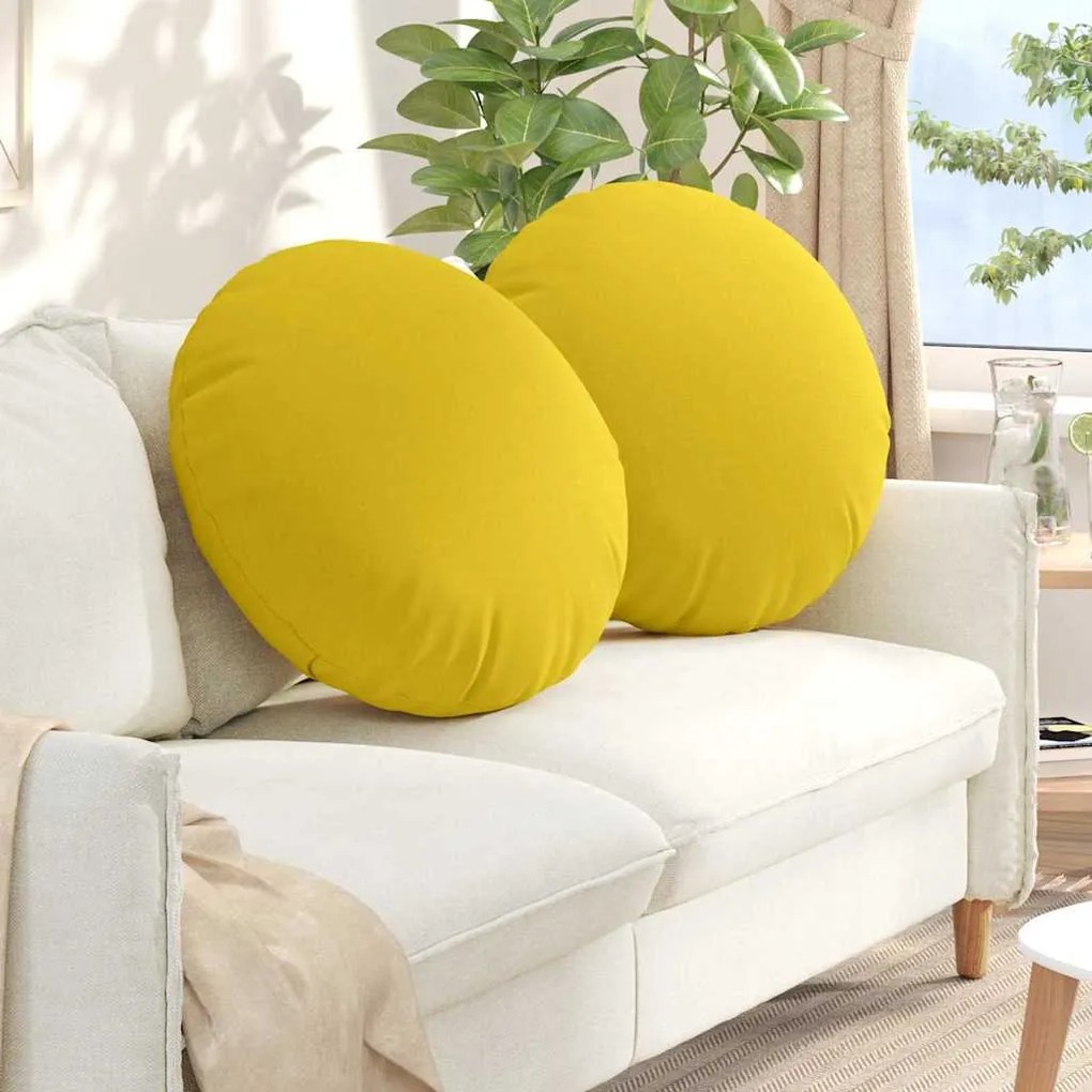 vidaXL Almofadas de Assento 2 pcs Amarelo Claro Ø80 x 29 cm tecido