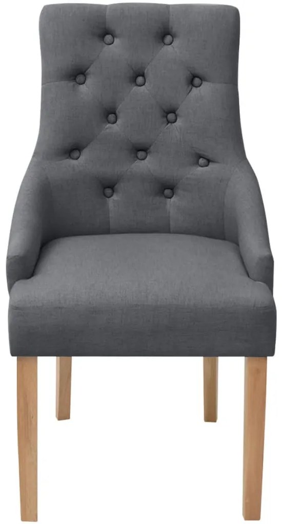 Cadeiras de jantar 4 pcs tecido cinzento-escuro