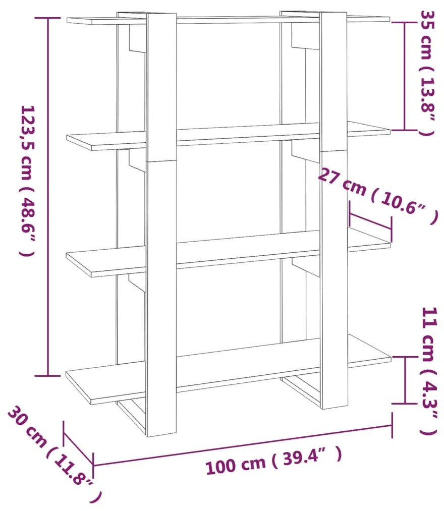 Estante/divisória 100x30x123,5 cm cor carvalho sonoma