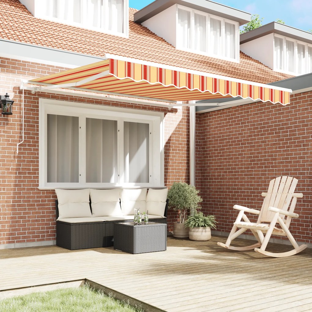 Toldo Retrátil Manual Amarelo e Laranja 300x250 cm