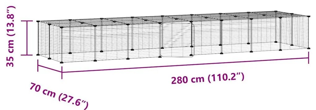 Gaiola p/ animais de 36 painéis c/ porta 35x35 cm aço preto
