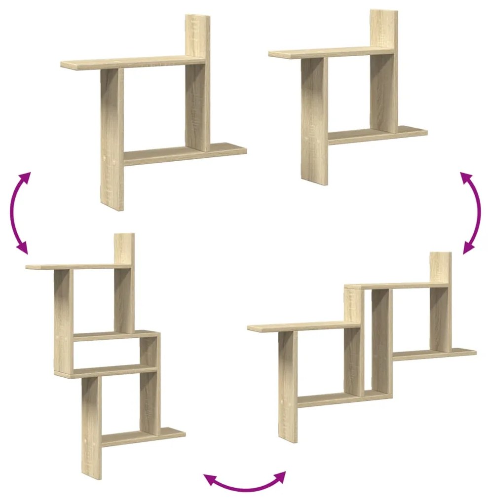 Prateleiras de parede 2pcs derivados de madeira carvalho sonoma