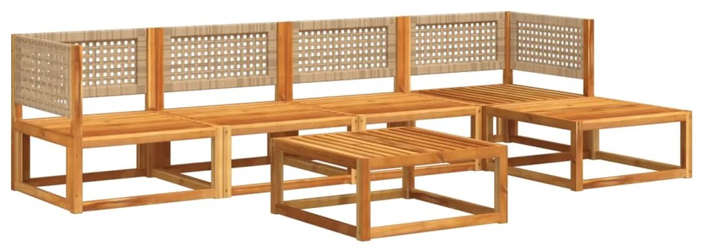 6 pcs conjunto de sofás de jardim com almofadões acácia maciça