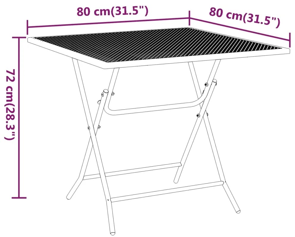 Mesa de jardim 80x80x72 cm malha metal expandido antracite