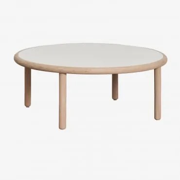 Mesa De Centro Redonda Para Jardim Em Madeira De Acácia Olivia Ø80 Cm & Gardénia Branco & Marrom Acácia Claro - Sklum