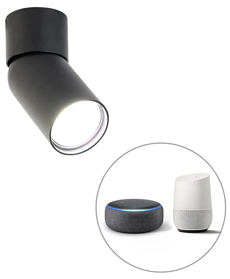 LED Foco moderno inteligente preto com Wi-Fi GU10 - Falo Moderno