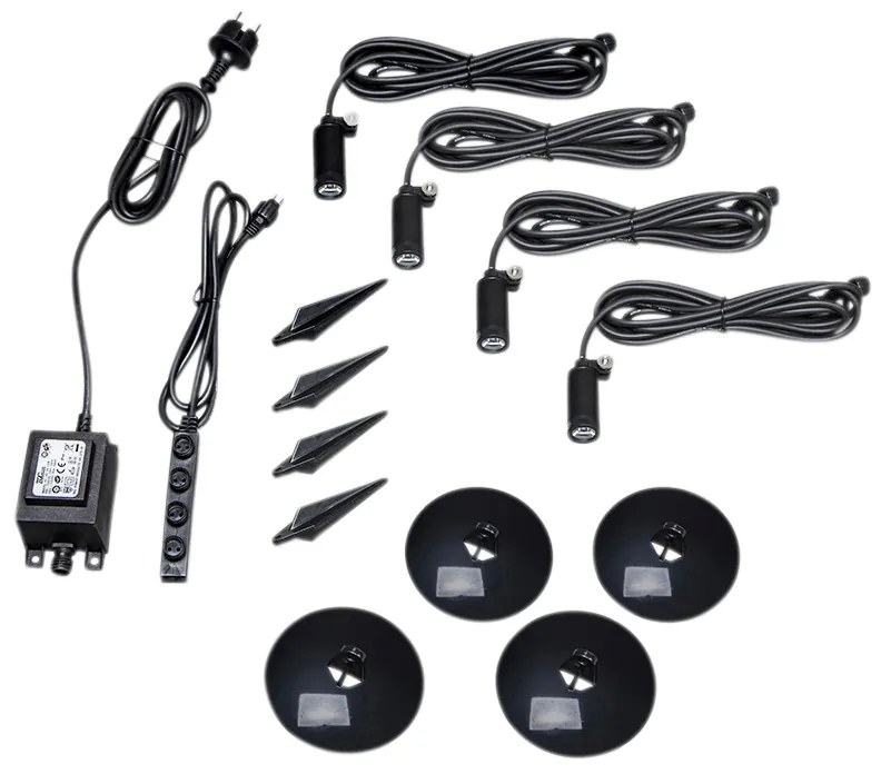 Conjunto de 4 projetores de jardim pretos com LED IP68 - Garly Moderno