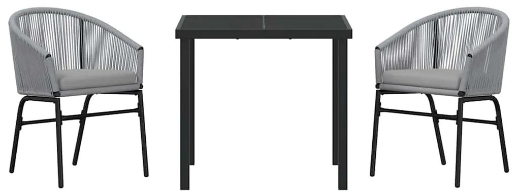 Conjunto de jantar de jardim 3 peças - Polirattan cinza.