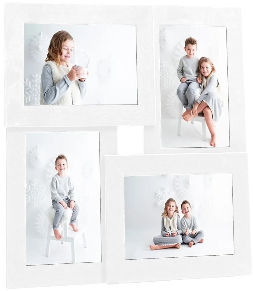vidaXL Moldura para 4x(13x18 cm) fotografias MDF branco