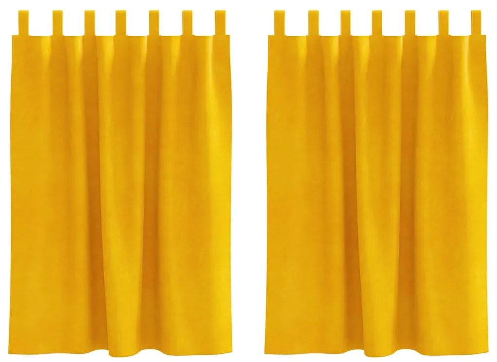 Cortinas Blackout vidaXL com Laços de Suspensão 2 pcs Amarelo Mostarda