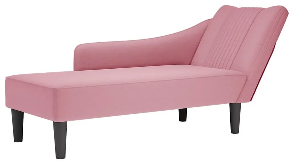 vidaXL Chaise-longue com apoio de braço direito veludo rosa