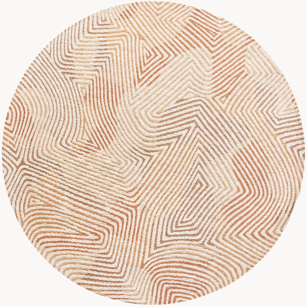 Tapete redondo lavável em jacquard para interior e exterior Coral