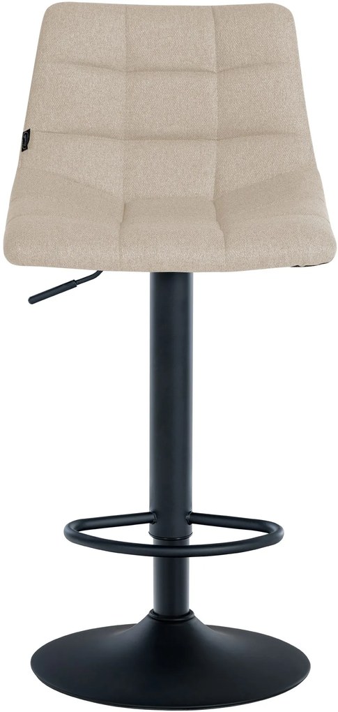 Banco de bar Jerry em tecido com estrutura preta 87-108,5 x 43 x 46,5 cm Creme