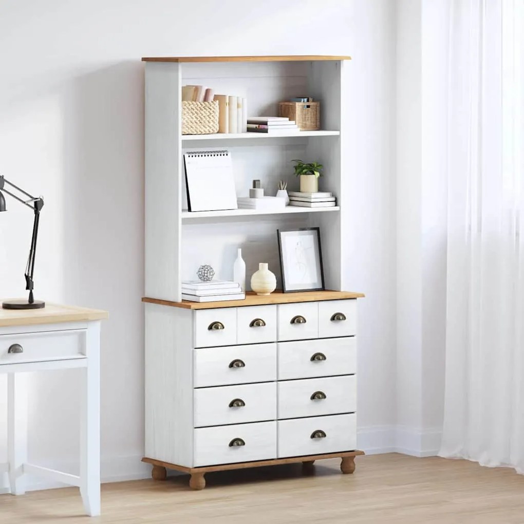 vidaXL Hutch Branco 91 x 40 x 184 cm Madeira de pinho maciça