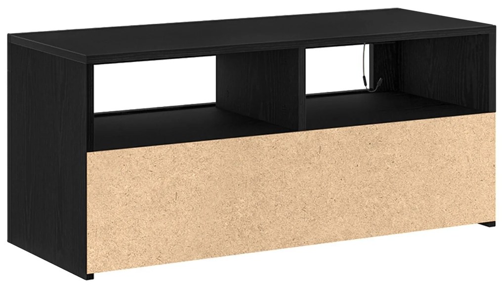 Gabinete de TV vidaXL com LED Preto Carvalho 90x35x40 cm Madeira engen