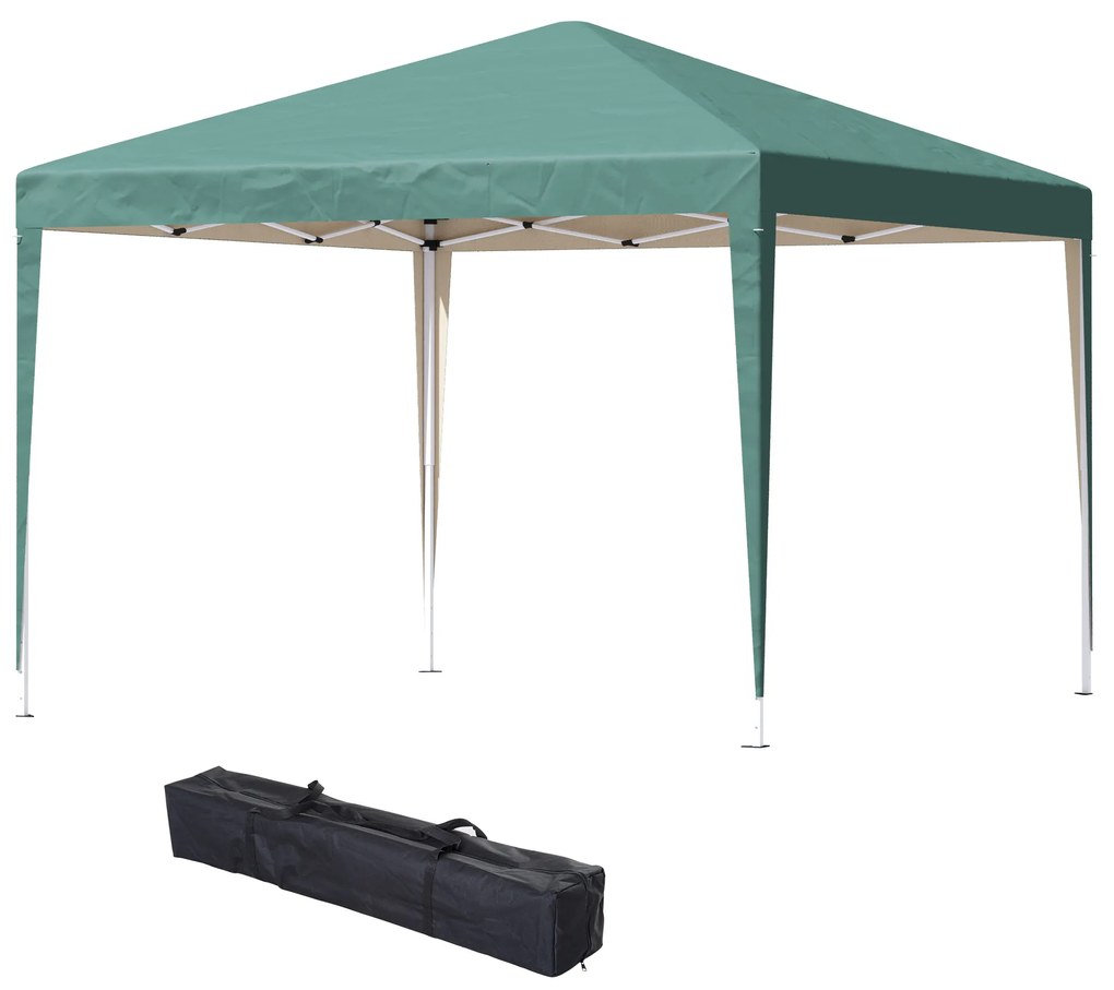 Tenda Dobrável 2,95x2,95 cm com Bolsa de Transporte Altura Ajustável Anti-UV e Impermeável para Terraço Pátio Verde