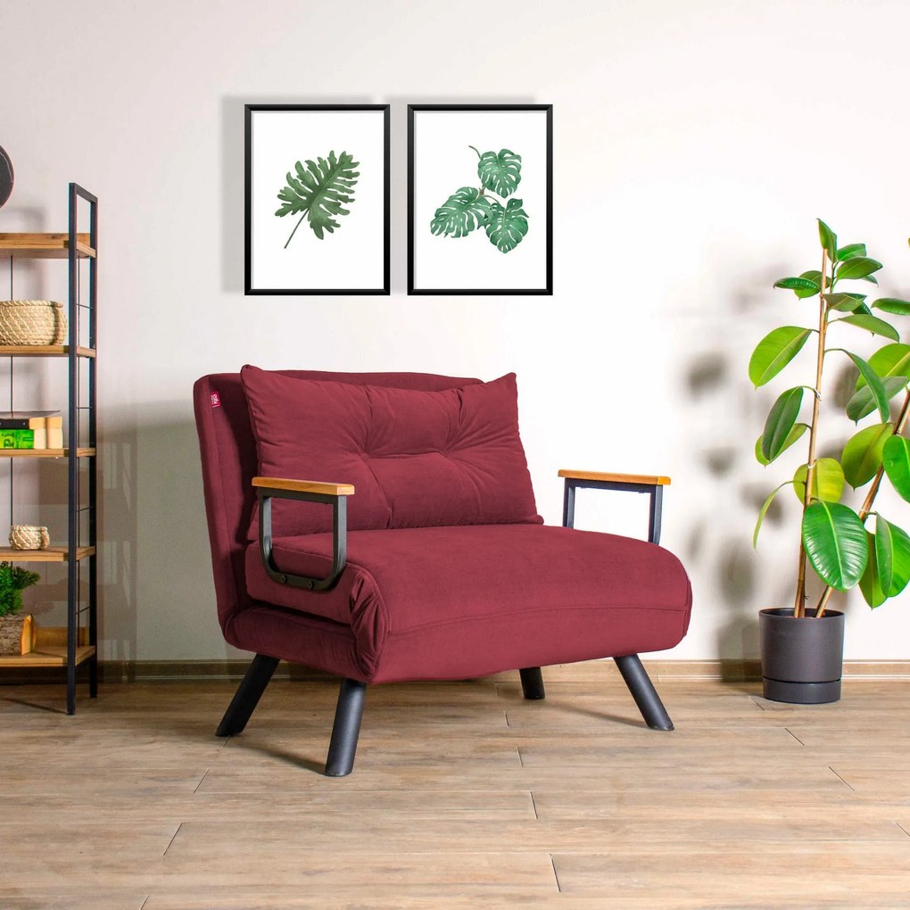 Sofá-Cama de 1 Lugar Sando – Bordeaux – 175x60 cm