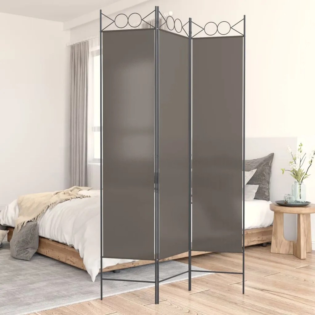 vidaXL Biombo/divisória com 3 painéis 120x220 cm tecido antracite