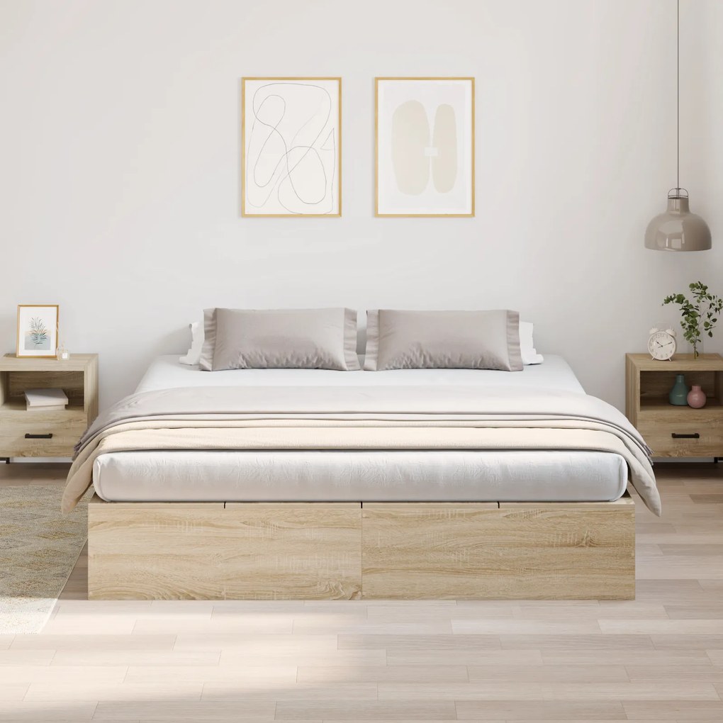 Cama de Armazenamento vidaXL em Carvalho Sonoma 180x200 cm