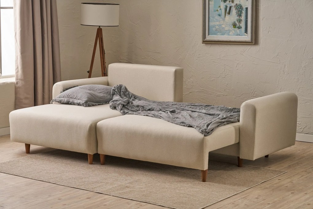 Sofá-Cama de Canto Mane – Creme – 246 x 85 x 160 cm