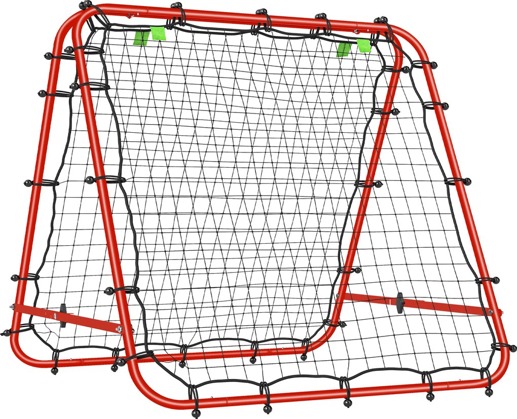 HOMCOM Rede de Rebote Dobrável para Treino Desportivo Ajustável em 5 Níveis de Ângulo com Tubo de Aço 100x95x90 cm Vermelho | Aosom Portugal