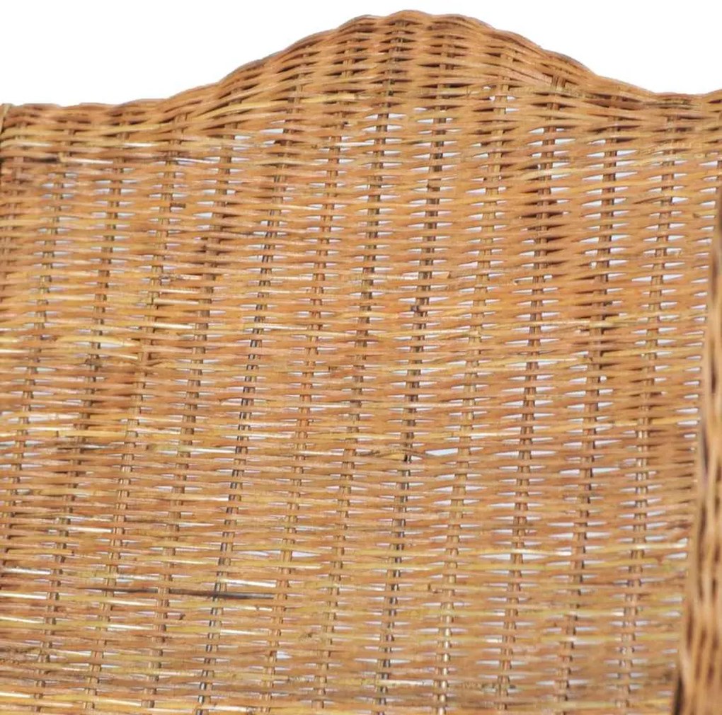 Sofá com almofadão vime natural e linho castanho-claro