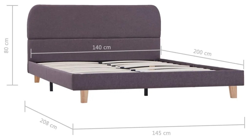 Estrutura de cama 135x190 cm tecido cinzento acastanhado