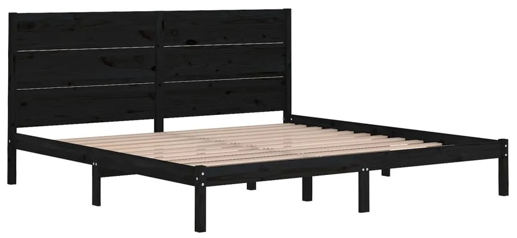 Estrutura de cama 200x200 cm pinho maciço preto
