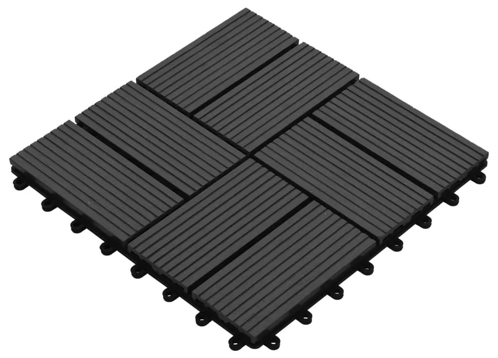 Ladrilhos de pavimento 11 pcs WPC 1m² 30x30 cm preto