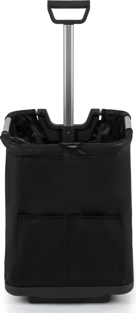 Carrinho de compras dobrável 50L utilitário portátil de alumínio com 3 bolsos e pega retrátil leve Preto