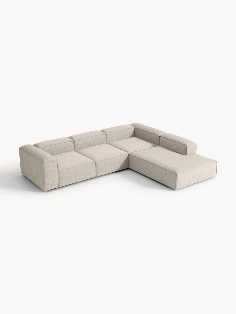 Sofá de canto modular em mistura de linho Lennon (4 lugares)