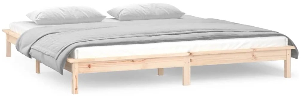 Estrutura de cama de casal c/ LED 135x190 cm madeira maciça