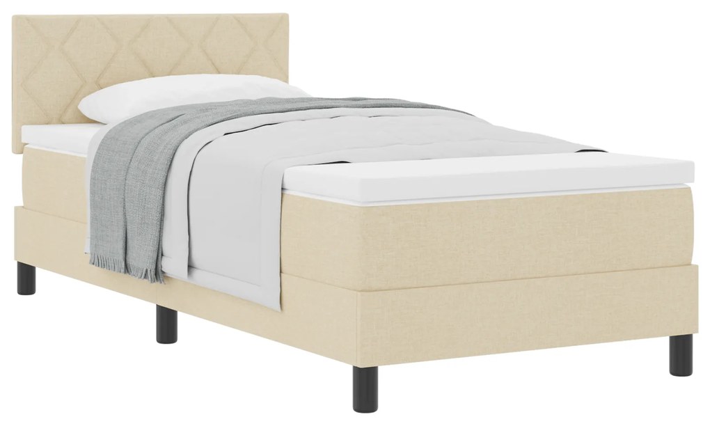 Cama Box Spring com Colchão Creme 90x200 cm Tecido