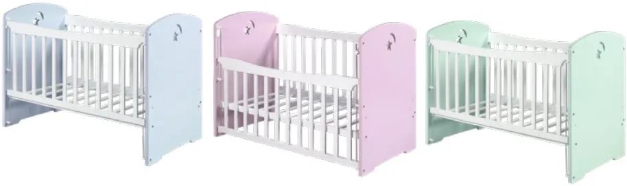 Berço de Bebe Rosa com Laterais Deslizantes - 60x120 cm - Made In Port